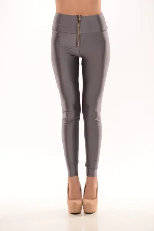 Grey Nylon High Waist Leggings