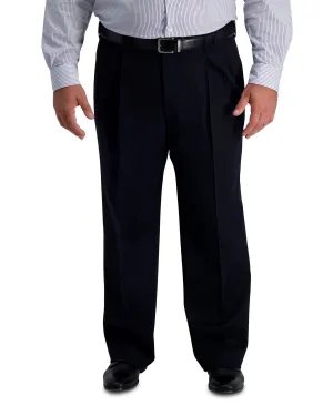 Haggar Men's Large High Tall Pleated Premium Khaki No Iron Regular Fit Pants