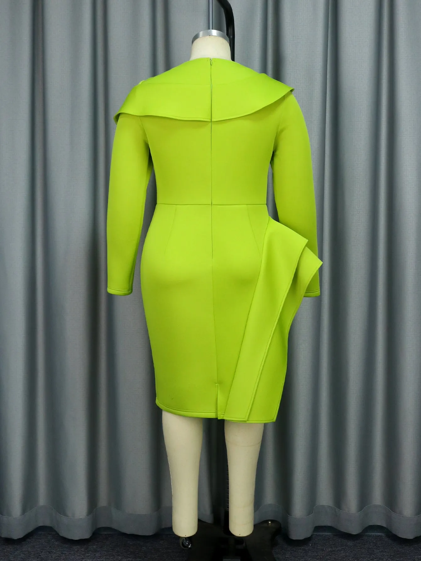 High End Elegant Cocktail Evening Dress Cool Long Sleeve Ruffled Dress Dresses
