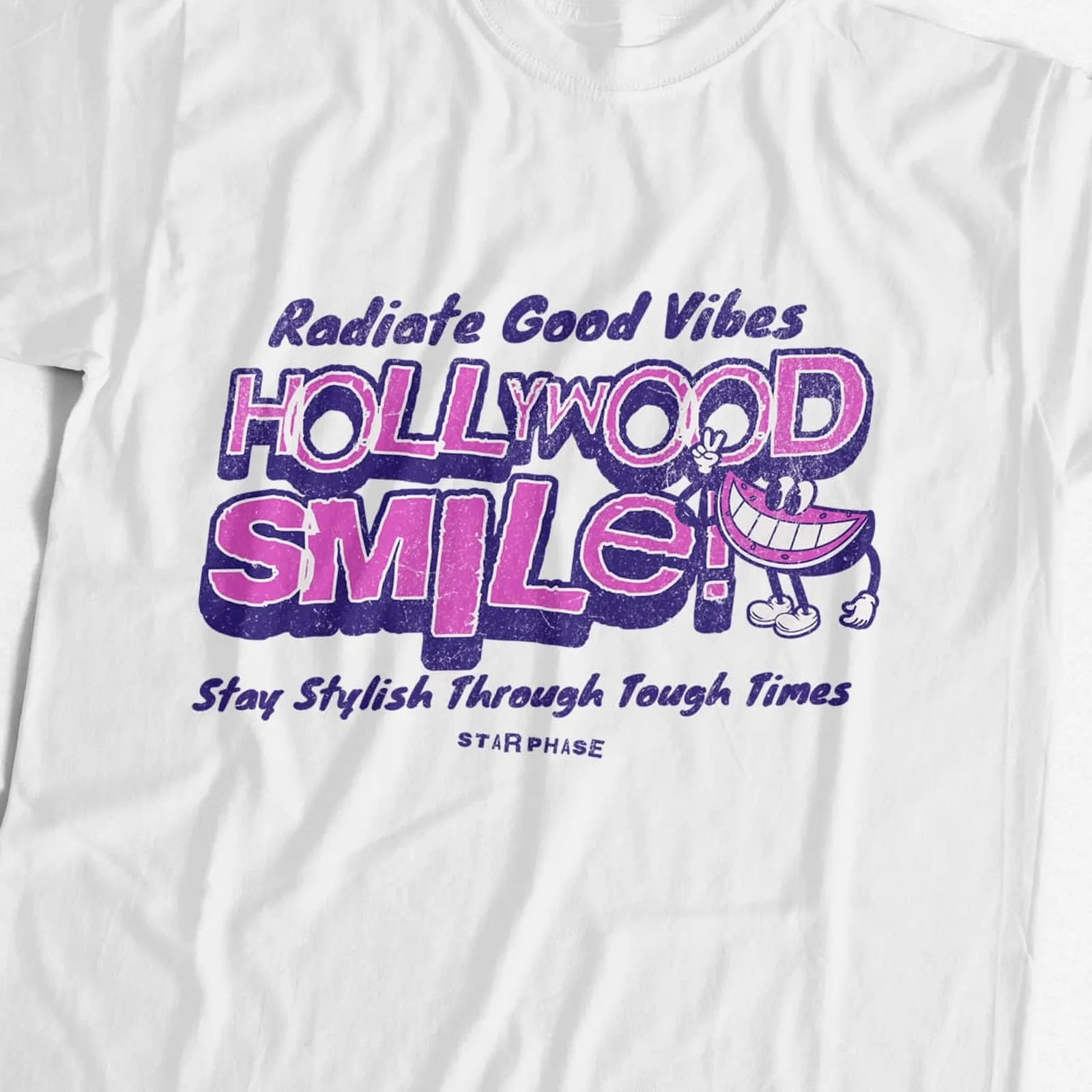 Hollywood Smile White Graphic T-Shirt