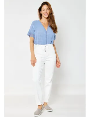 JUDY BLUE HIGH WAIST WHITE GARMENT DYED CUFFED JOGGER