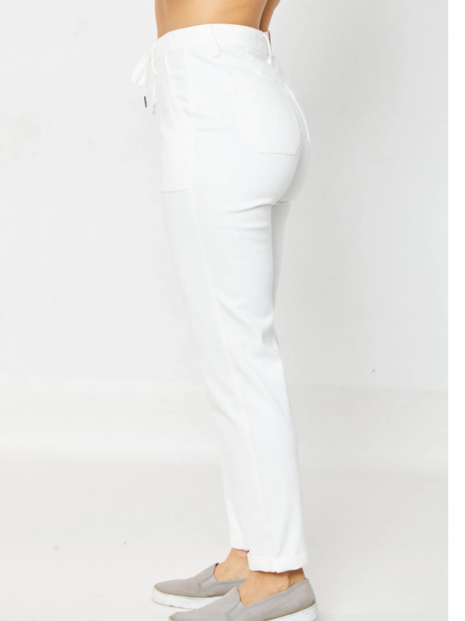JUDY BLUE HIGH WAIST WHITE GARMENT DYED CUFFED JOGGER