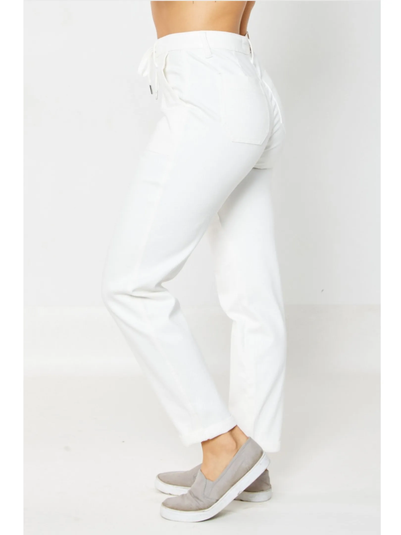 JUDY BLUE HIGH WAIST WHITE GARMENT DYED CUFFED JOGGER