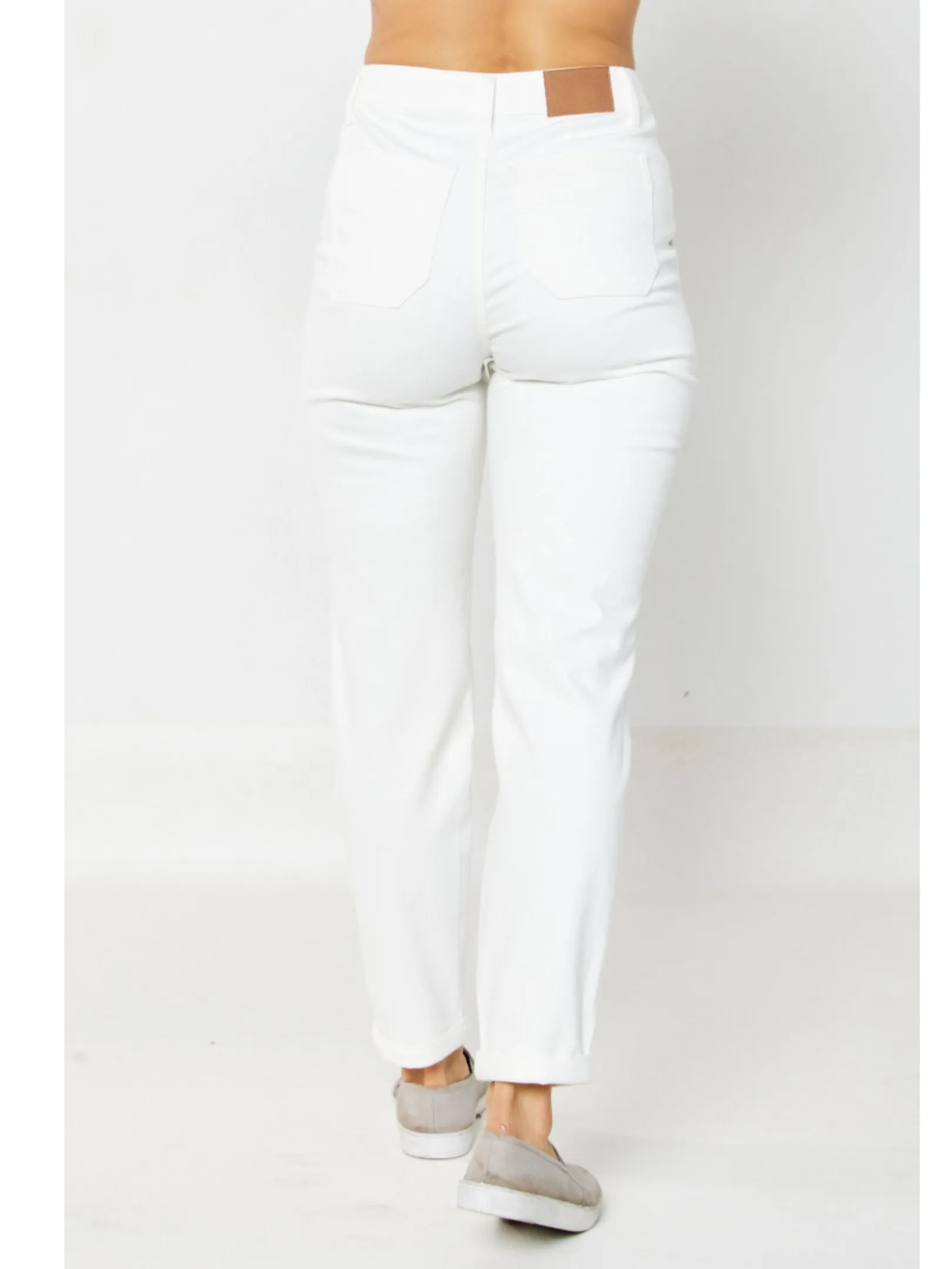 JUDY BLUE HIGH WAIST WHITE GARMENT DYED CUFFED JOGGER