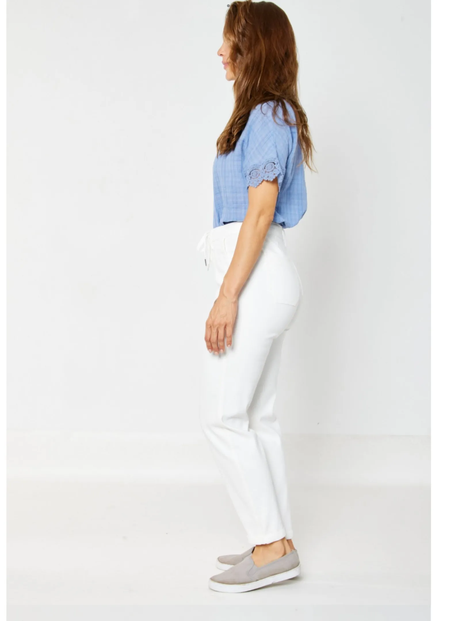 JUDY BLUE HIGH WAIST WHITE GARMENT DYED CUFFED JOGGER