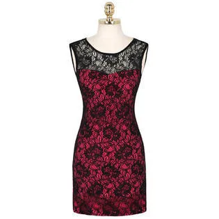 Ketty More Women's Flower Design Full Lace Back Zipper Dress-KMWD147