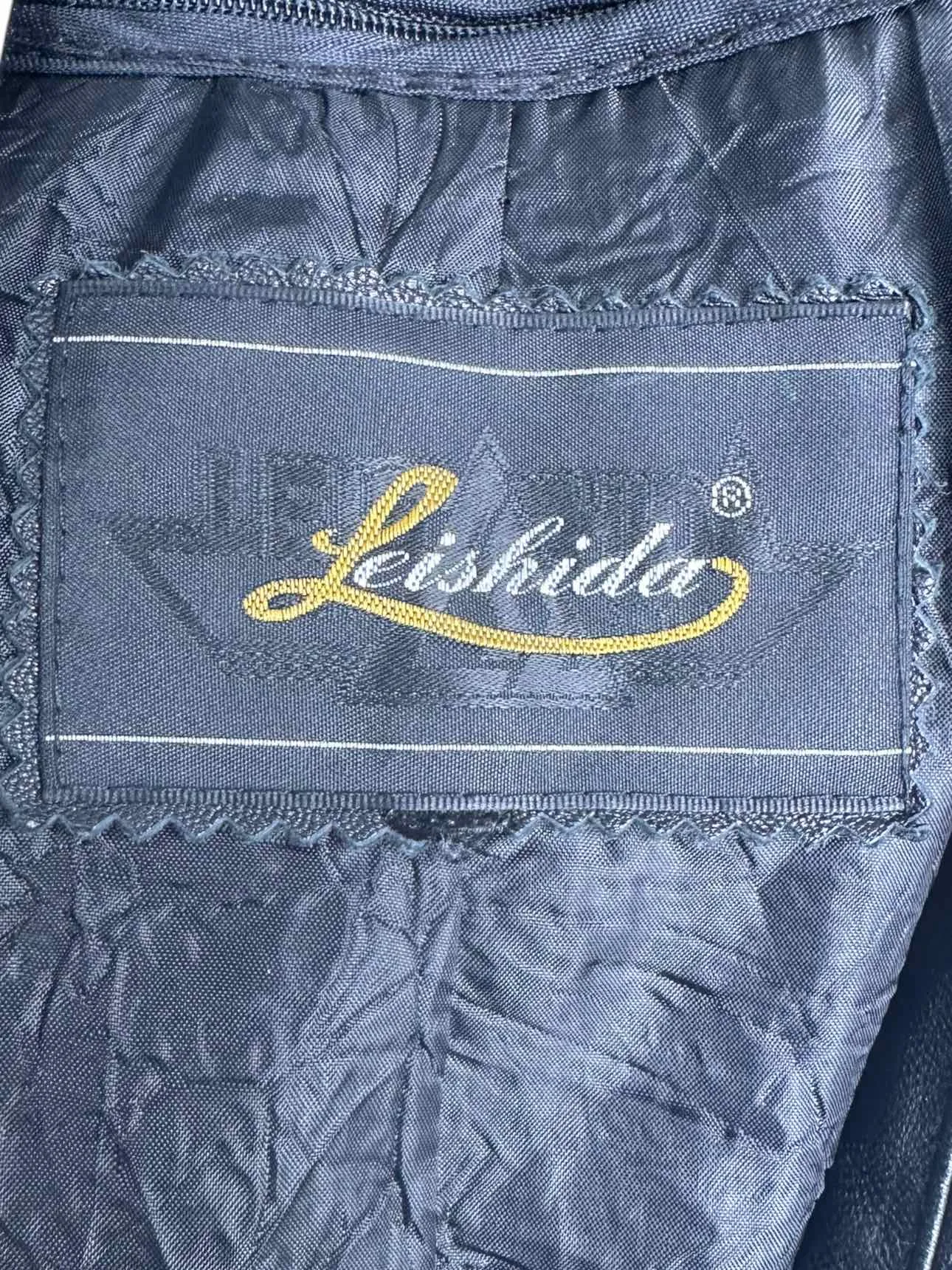 Leishida Black Leather Fox Trim Coat Size M