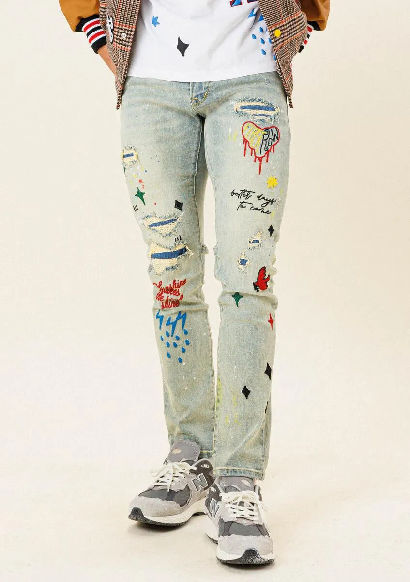 LIGHTS OUT EMBROIDERED JEAN