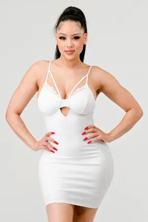LUXE LACE SWEETHEART KEYHOLE BODYCON MINI DRESS