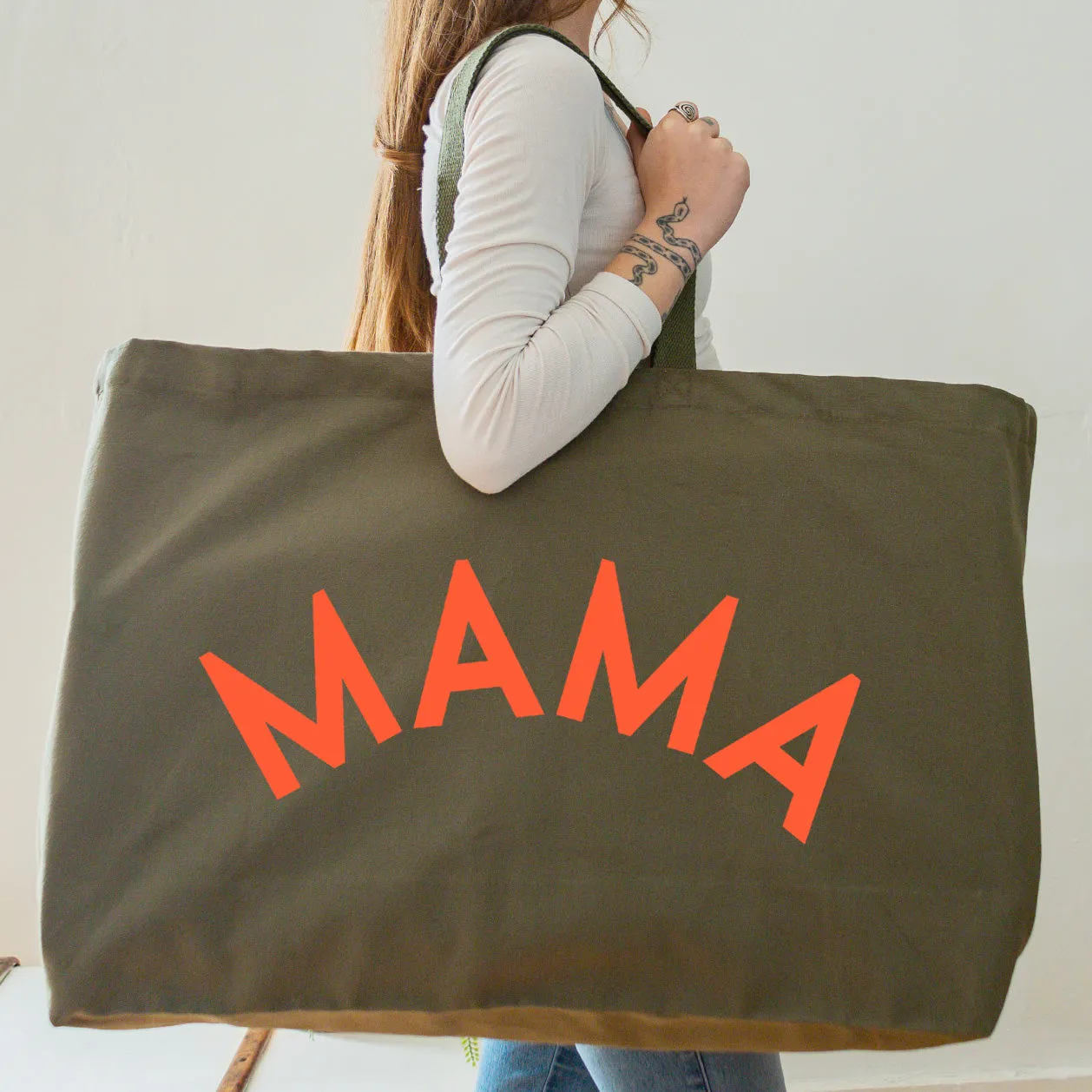 Mama - Oversized Tote Bag - Olive
