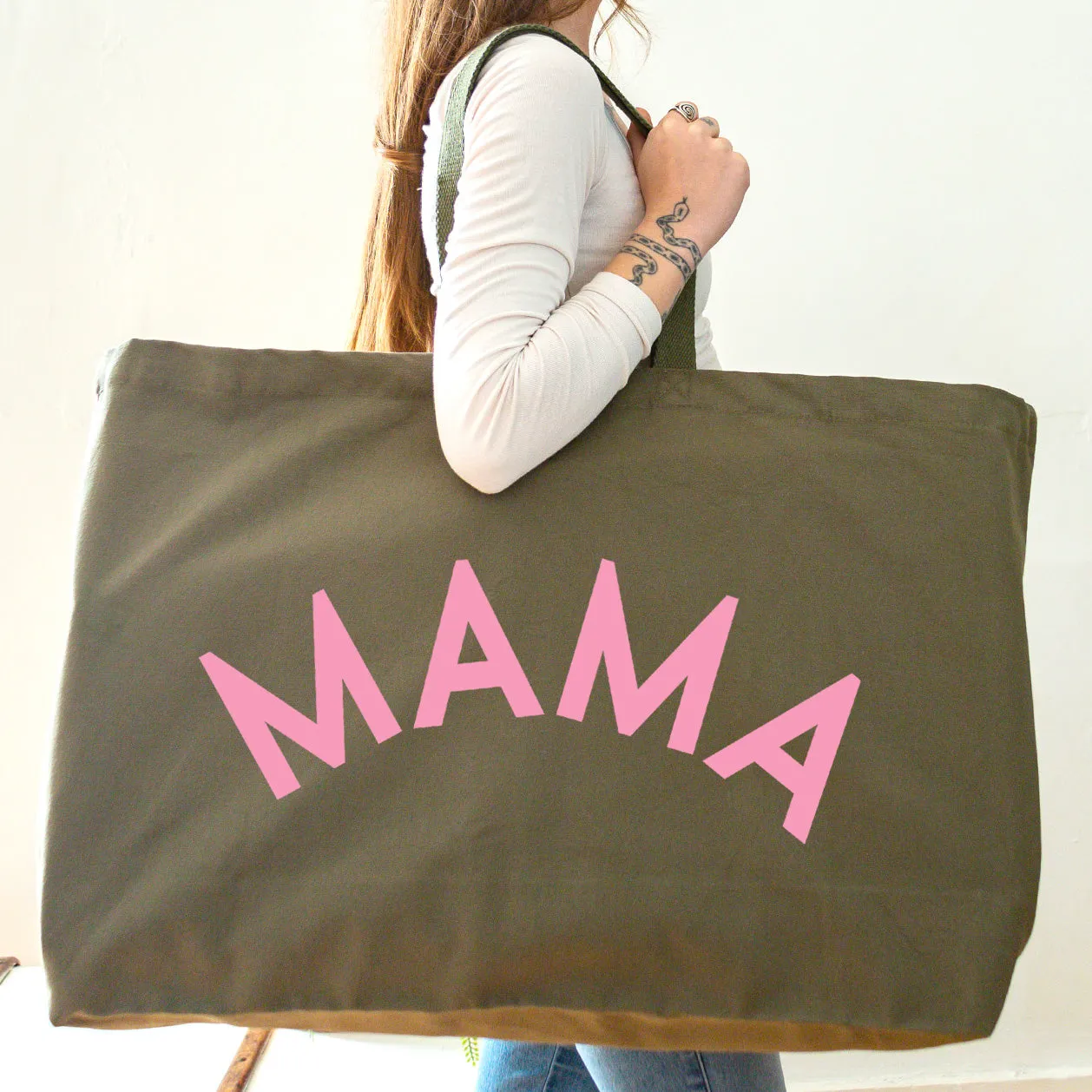 Mama - Oversized Tote Bag - Olive