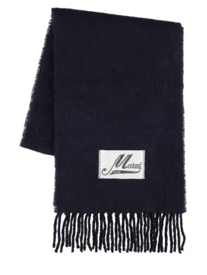 Marni   Fringed alpaca blend scarf w/logo 