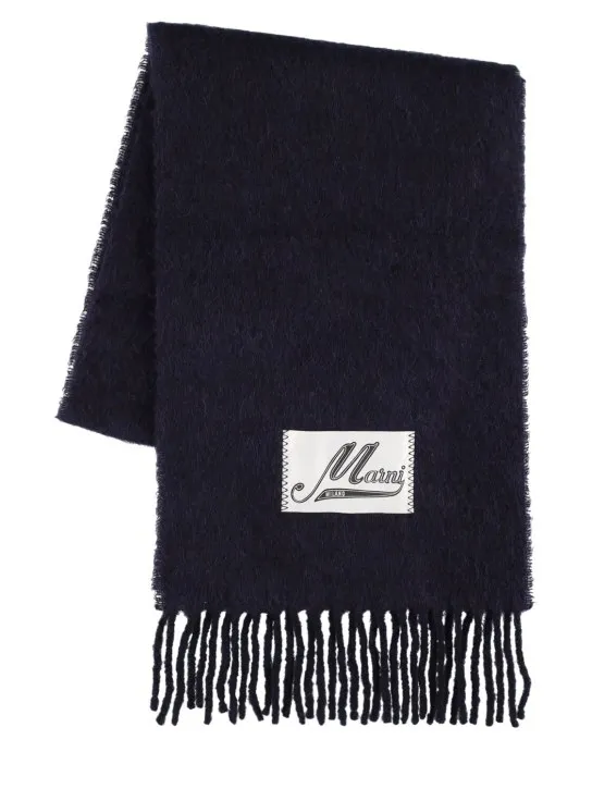 Marni   Fringed alpaca blend scarf w/logo 