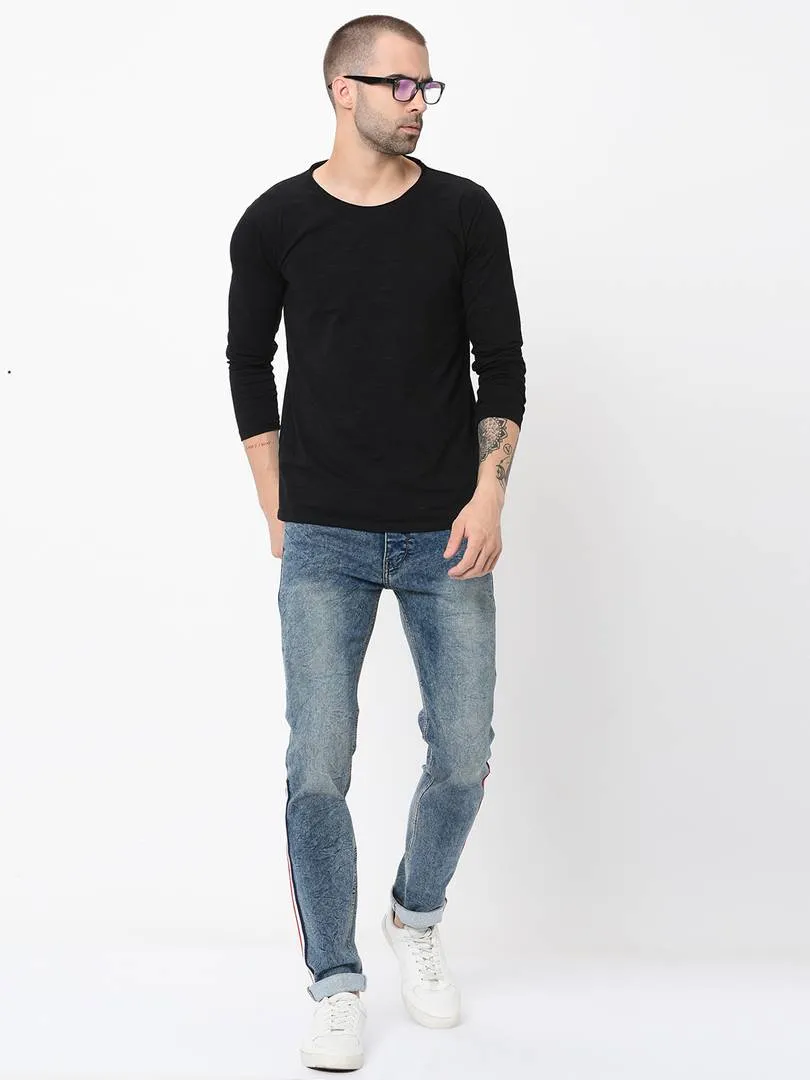 Men's Grey Denim Faded Slim Fit Low-Rise Jeans