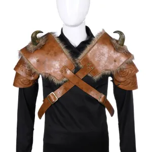 Men’s Medieval Viking Armor Shoulder Armour with Horns and Straps
