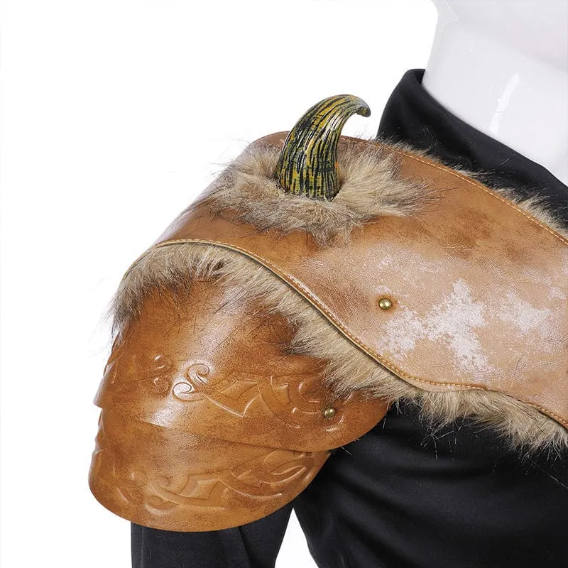 Men’s Medieval Viking Armor Shoulder Armour with Horns and Straps