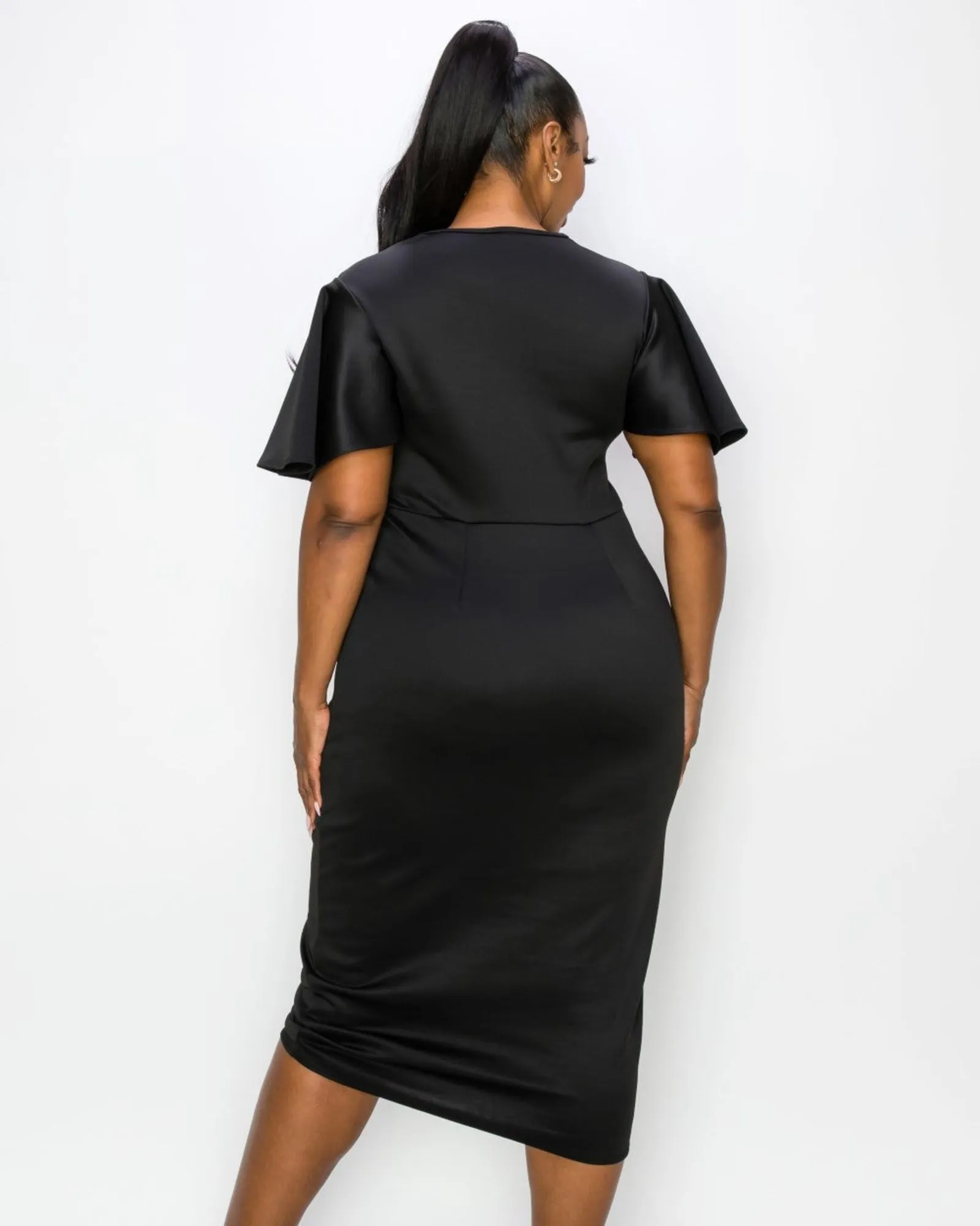 Millie Cutout Flutter Dress | Black