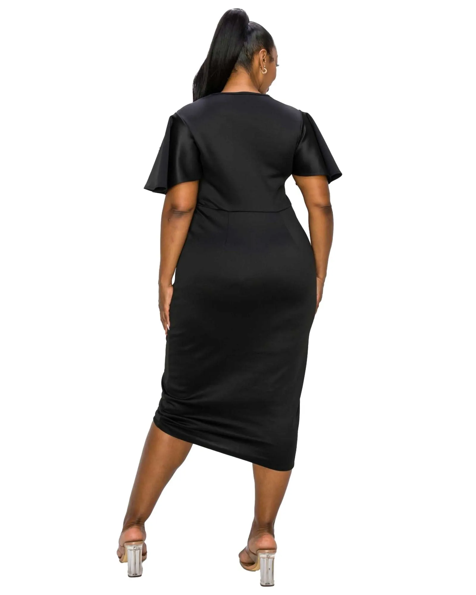 Millie Cutout Flutter Dress | Black