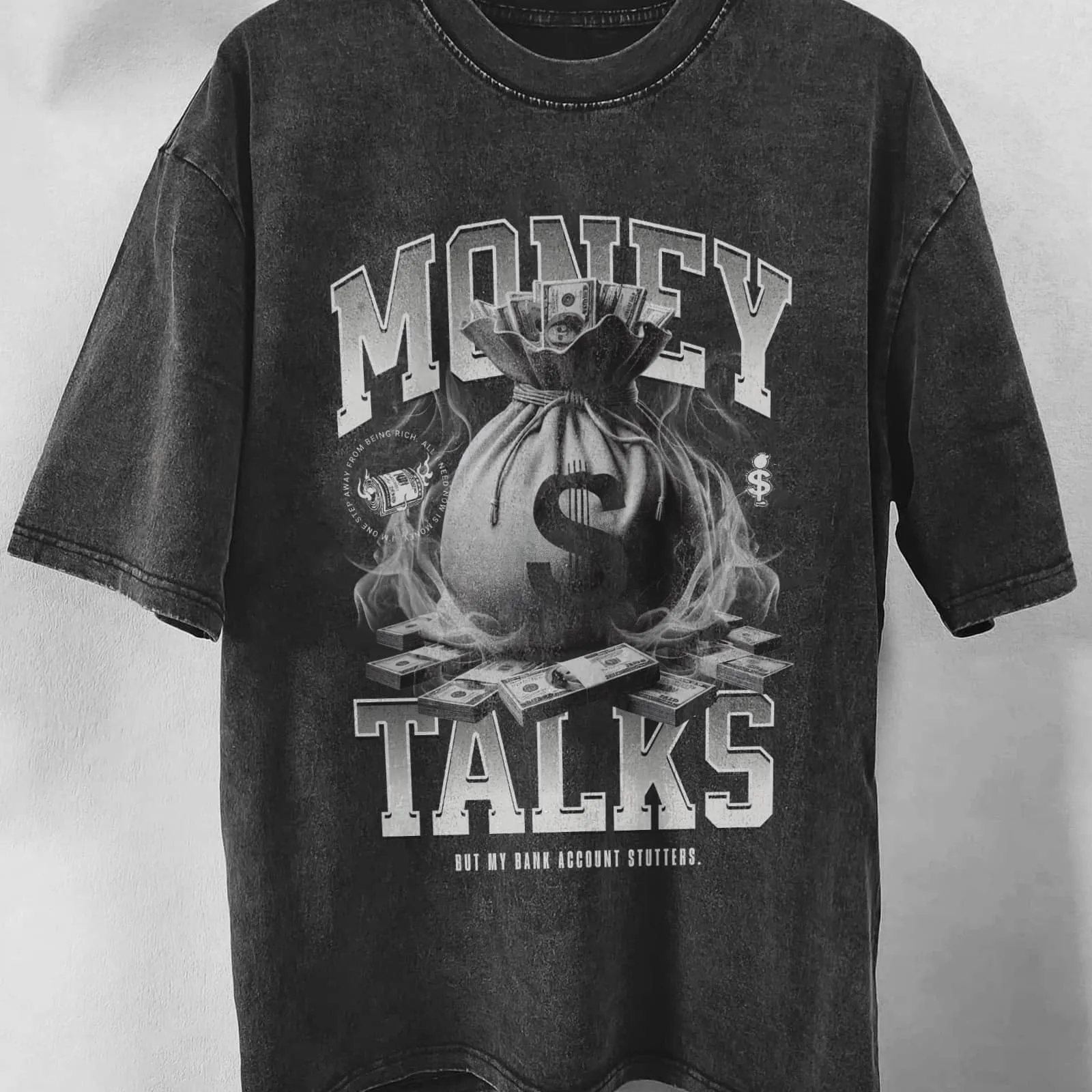 Money Talks Washed Oversized Graphic T-Shirt