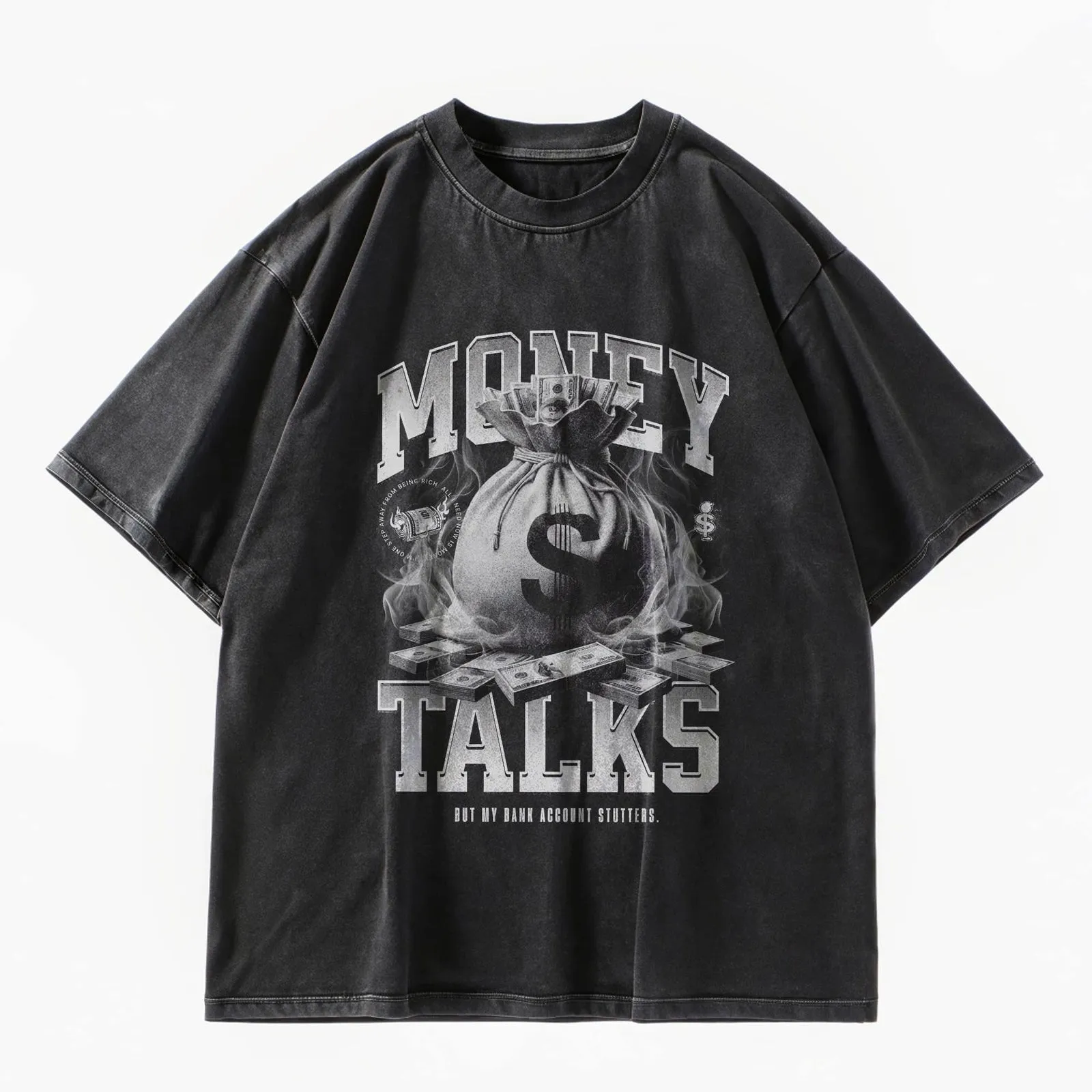 Money Talks Washed Oversized Graphic T-Shirt