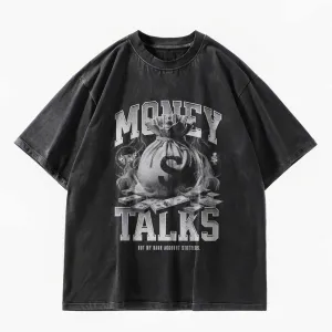 Money Talks Washed Oversized Graphic T-Shirt