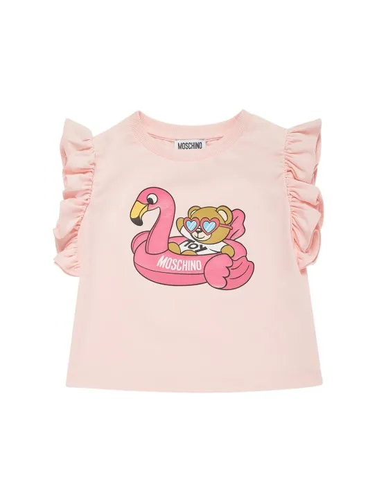 Moschino   Cotton jersey cropped t-shirt 