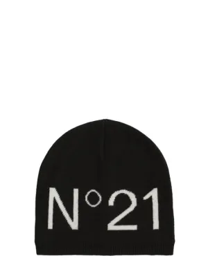 N°21   Logo intarsia wool blend knit beanie 