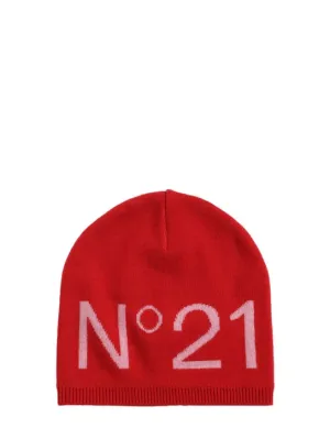 N°21   Logo intarsia wool blend knit beanie 