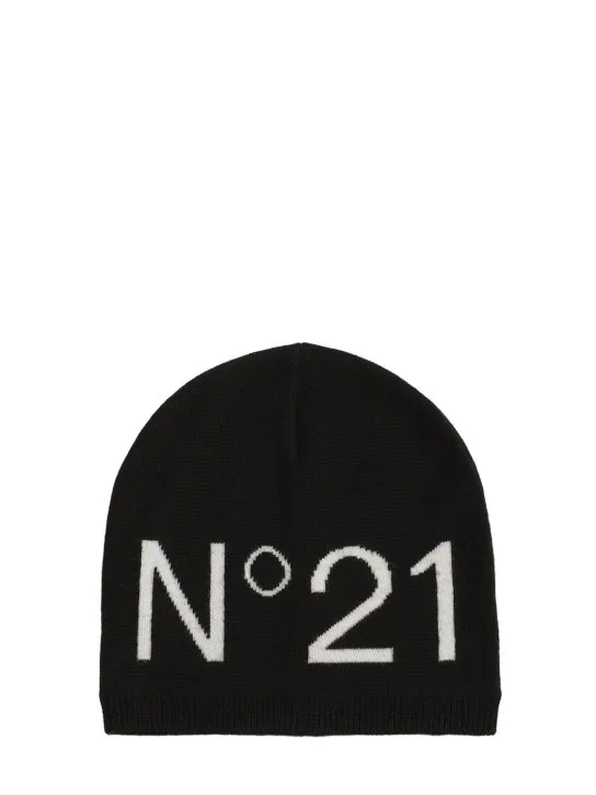 N°21   Logo intarsia wool blend knit beanie 