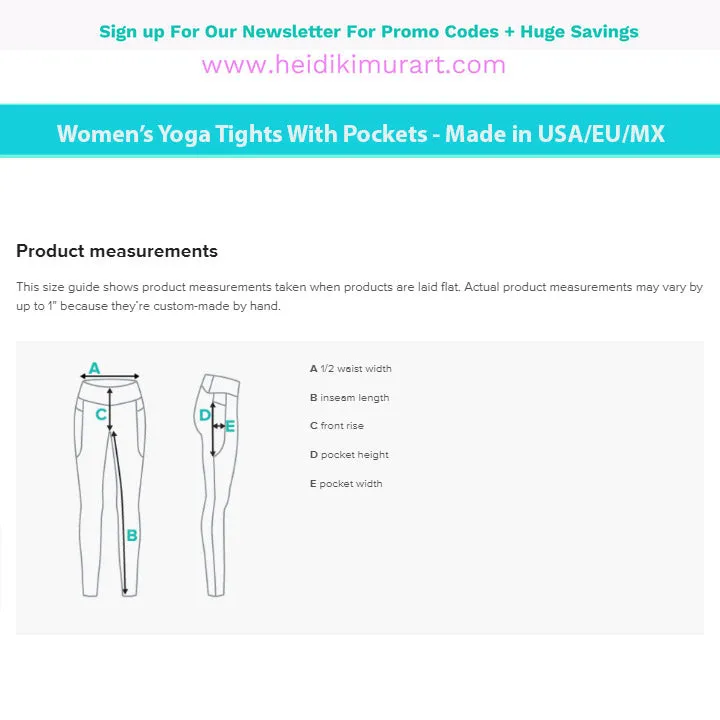 Orange Color Women's Tights, Women's 7/8 Leggings With 2 Side Pockets - Made in USA/EU/MX