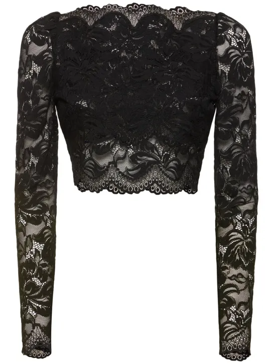 Rabanne   Stretch lace jersey crop top 