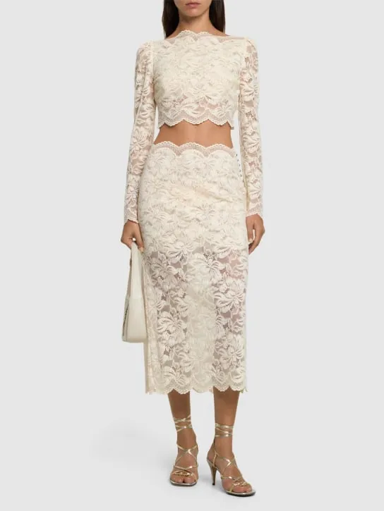 Rabanne   Stretch lace jersey crop top 