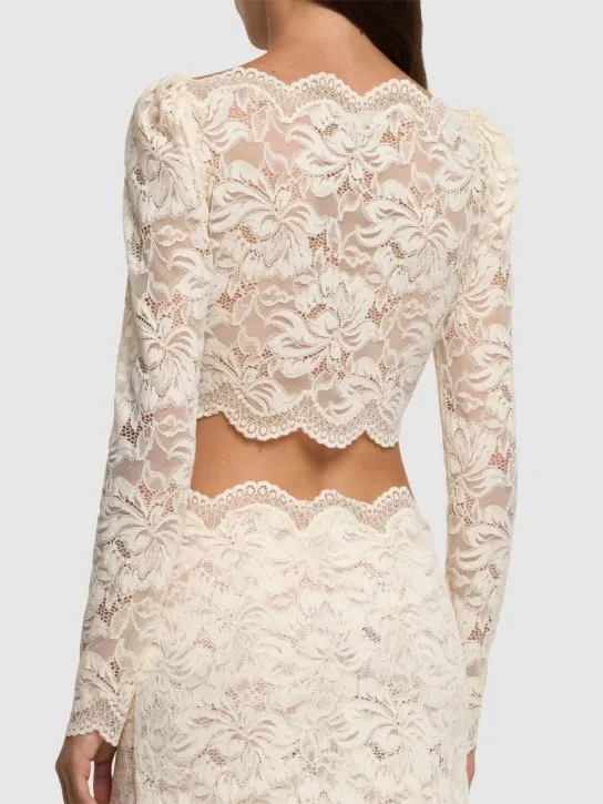 Rabanne   Stretch lace jersey crop top 