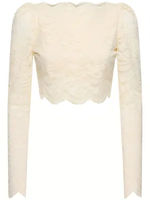 Rabanne   Stretch lace jersey crop top 