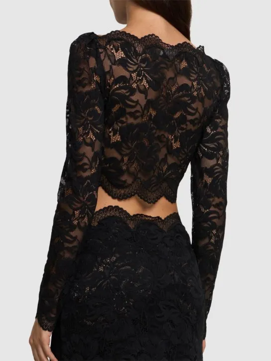 Rabanne   Stretch lace jersey crop top 