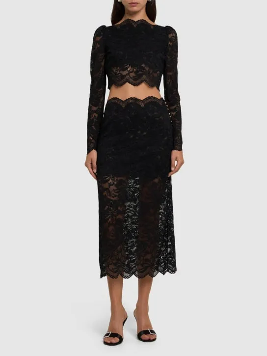 Rabanne   Stretch lace jersey crop top 