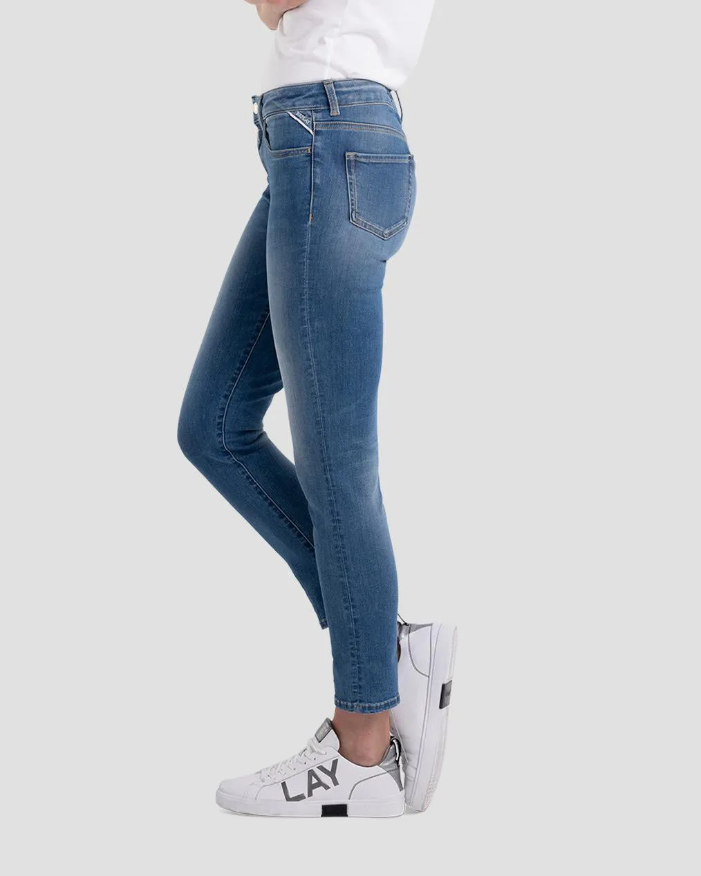 Replay Womens Faaby Slim Fit Jeans - Medium Blue
