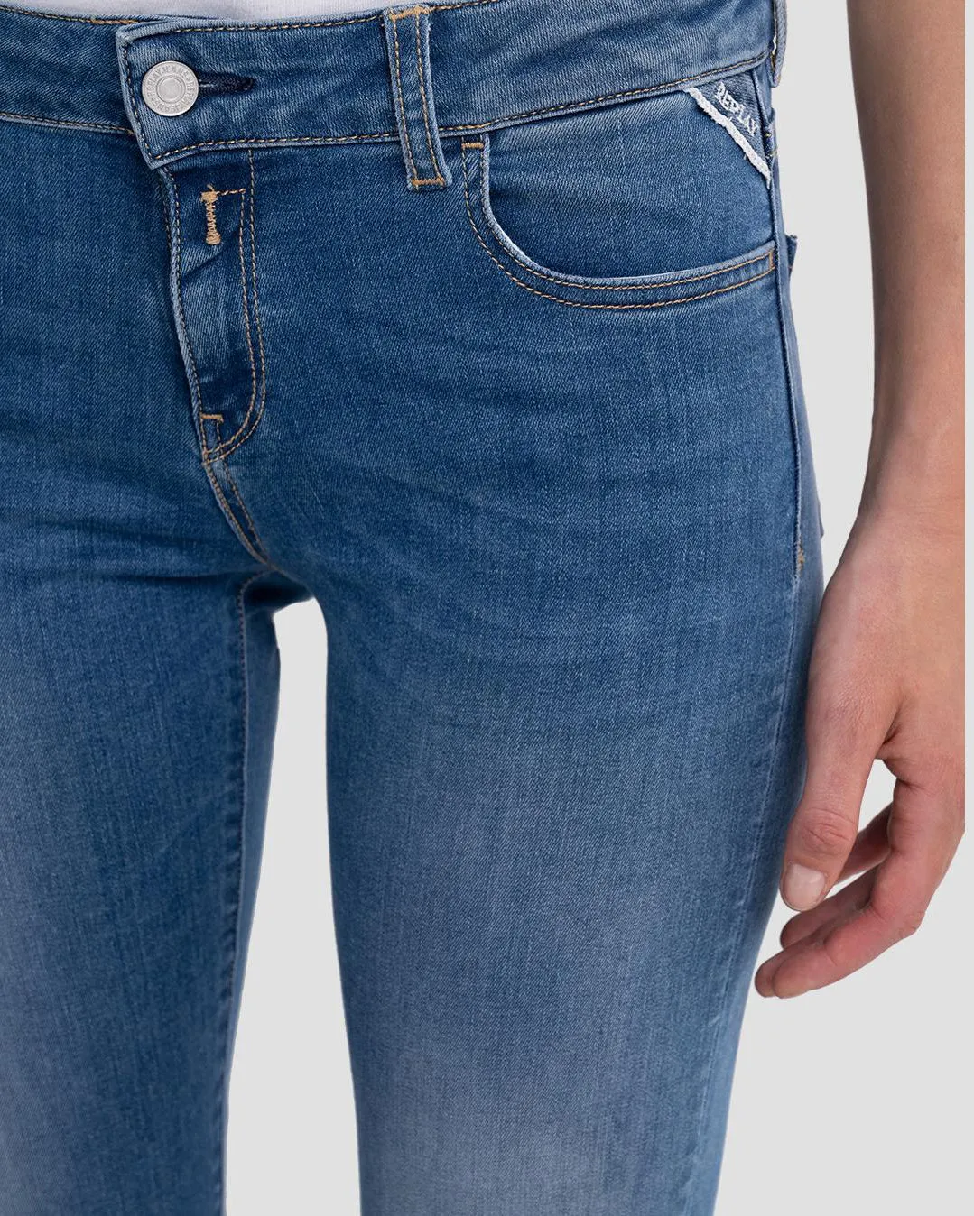 Replay Womens Faaby Slim Fit Jeans - Medium Blue