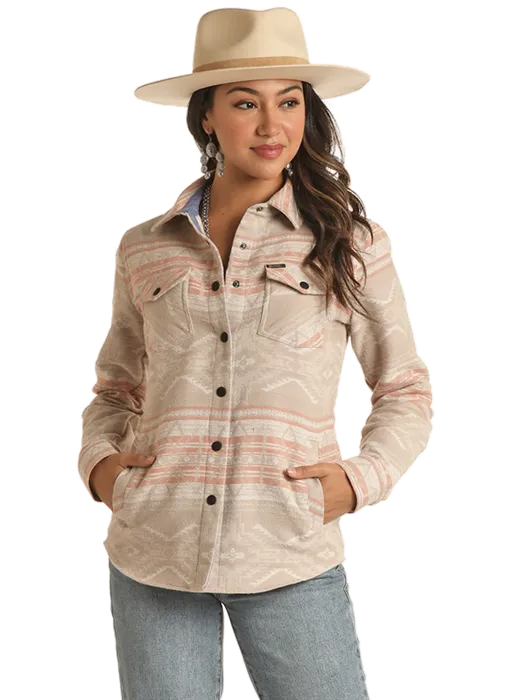 Rock & Roll Women Cotton Aztec Shirt Jacket