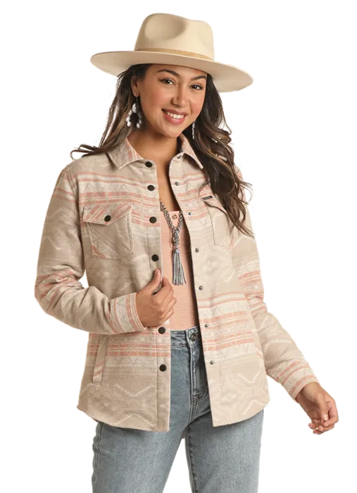 Rock & Roll Women Cotton Aztec Shirt Jacket