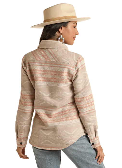 Rock & Roll Women Cotton Aztec Shirt Jacket