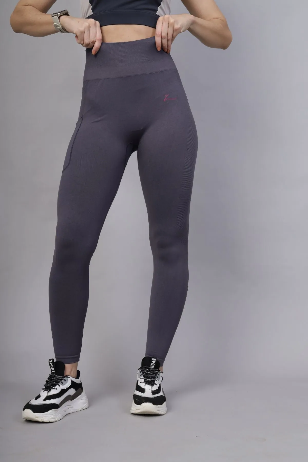 Seamless High Waisted Tummy Compression Grey Postpartum Leggings