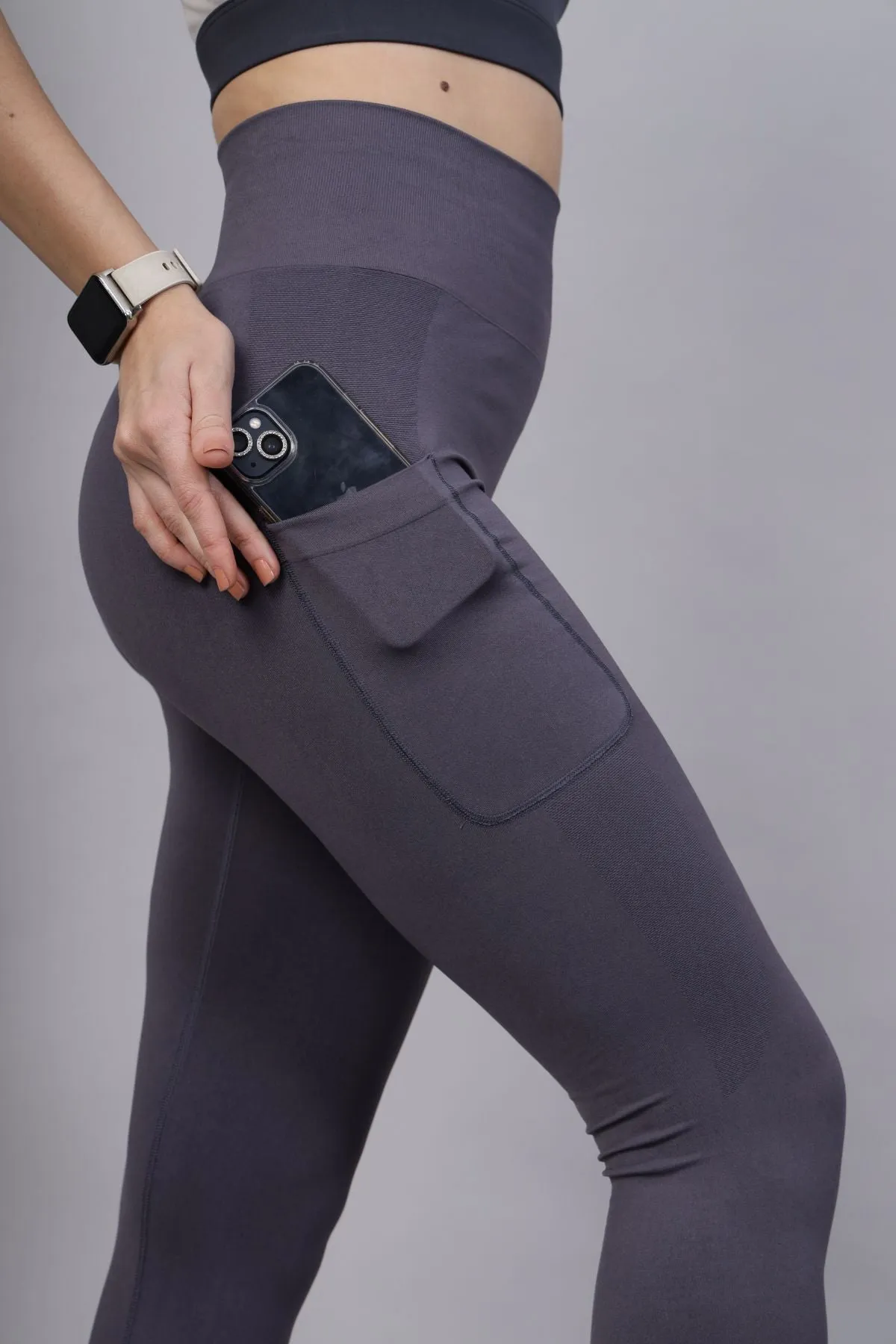 Seamless High Waisted Tummy Compression Grey Postpartum Leggings