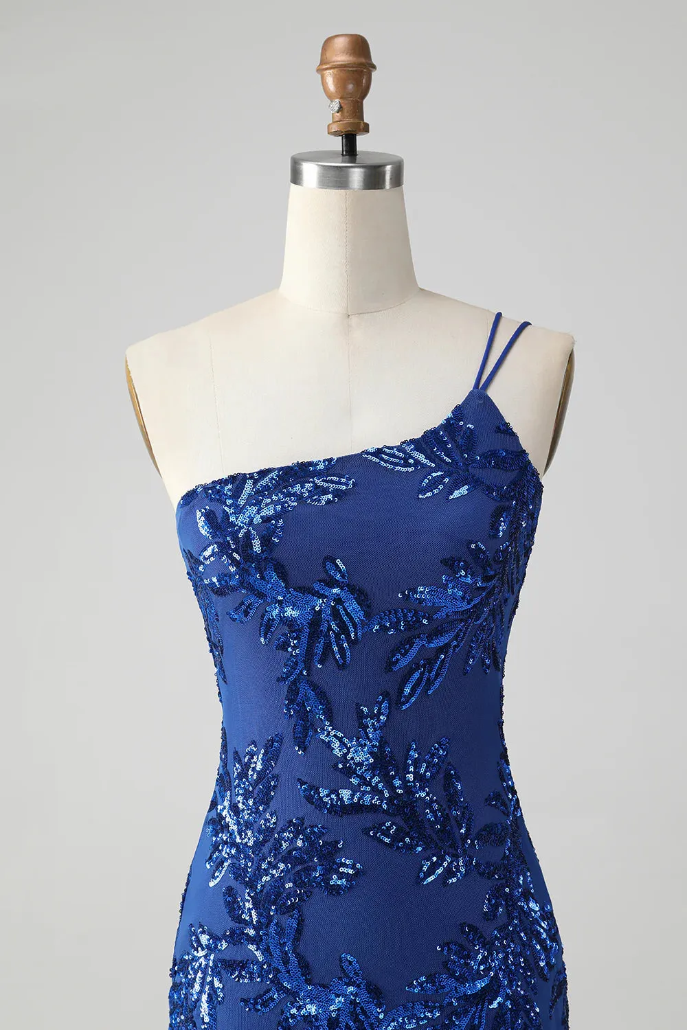 Sparkly Bodycon One Shoulder Sequins Homecoming Dress with Embroidery