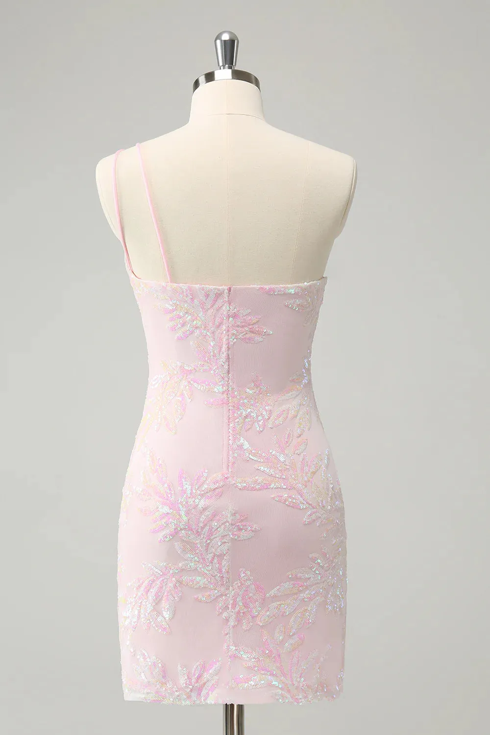 Sparkly Bodycon One Shoulder Sequins Homecoming Dress with Embroidery