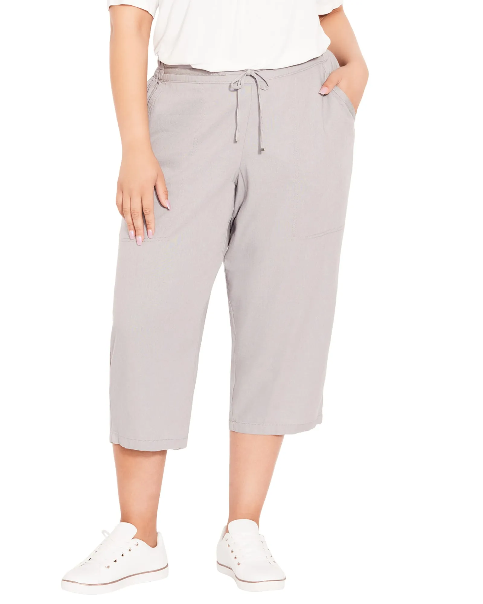 Sydney Cropped Linen Pant | Grey