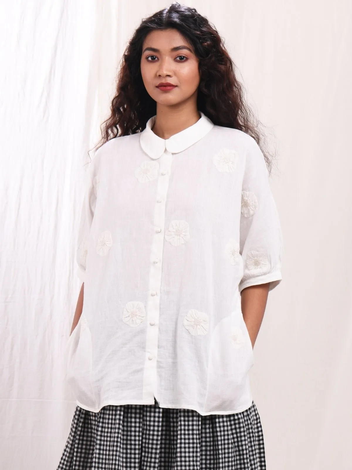 Tatha Hand Appliqued Kimono Shirt