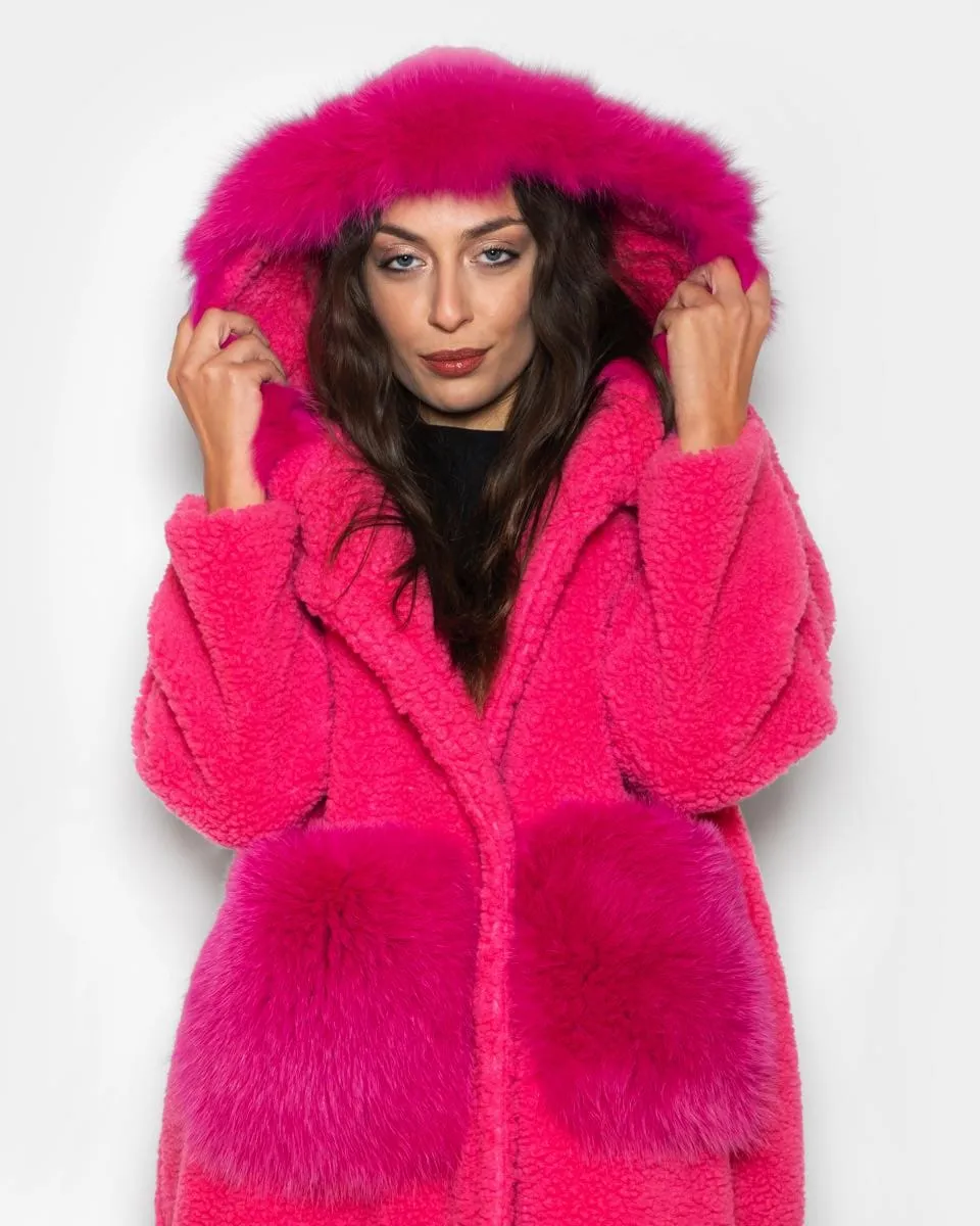 Teddy with fuchsia hood