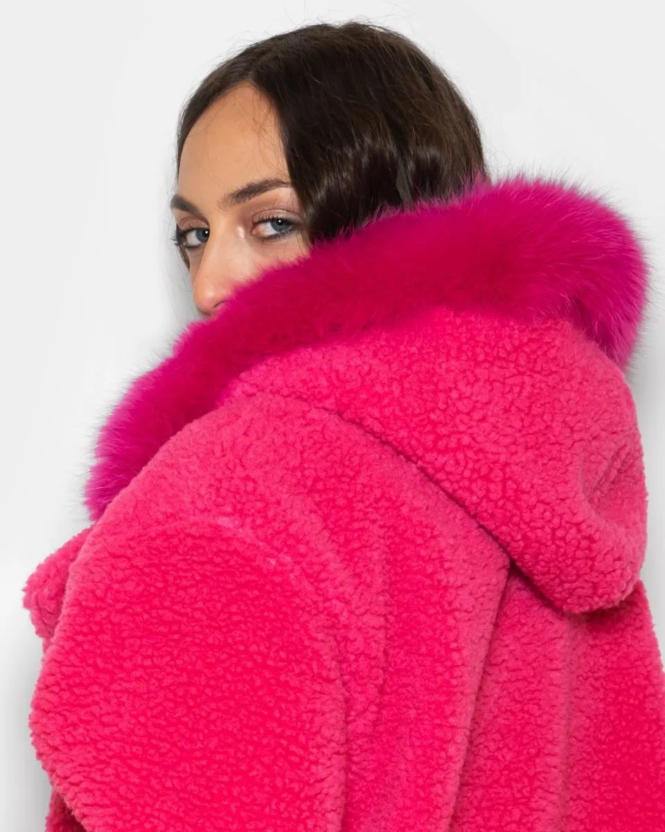 Teddy with fuchsia hood