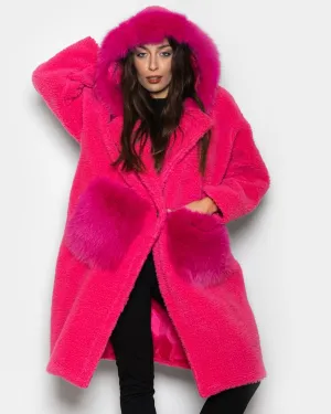 Teddy with fuchsia hood